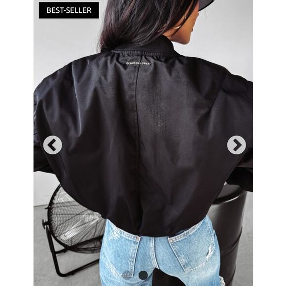 Women's Black Bomber Jacket - Picture 2 of 16